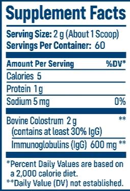 NativePath Grass-Fed Colostrum Supplement Facts